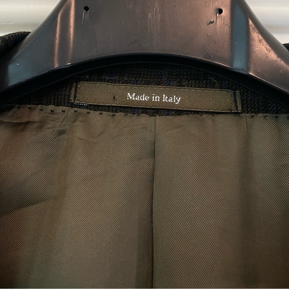 Ermenegildo‎ Zegna Men's Wool Jacket Blazer Grey Plaid Italy 2 Button 52R Flaws - Picture 13 of 16